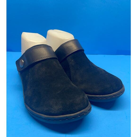 Clarks Collection Black Suede Leather Clogs Mule Slides Cork Comfort Womens 9 - Picture 2 of 13